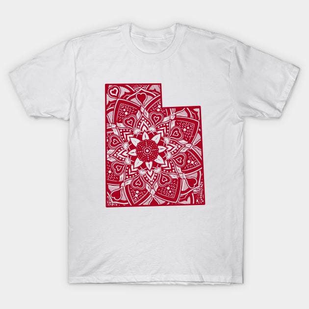 Utah tank, UT tank, Utah, UT, Maroon Utah, Utah Yoga, Utah Mandala, Utah art, Maroon UT, UT Yoga, UT Mandala, UT art, , Utah outline T-Shirt by Get Hopped Apparel